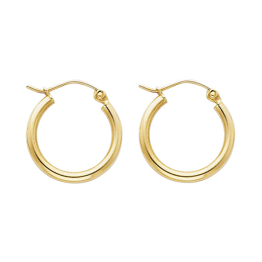 14K Yellow Gold Hollow Hoop Earrings 2.0mm Thick Aprox 0.7" in Diameter