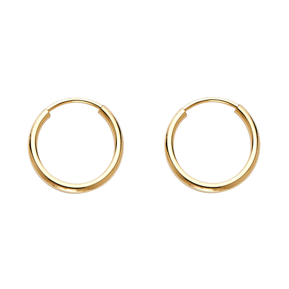 14K Yellow Gold Hollow Hoop Earrings 1.5mm Thick Aprox .4" in Diameter
