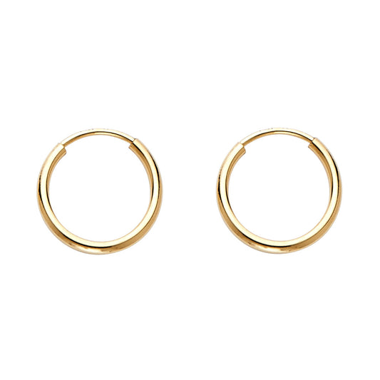 14K Yellow Gold Hollow Hoop Earrings 1.5mm Thick Aprox .4" in Diameter