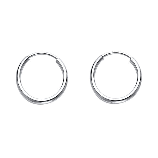 14K White Gold Hollow Hoop Earrings 1.5mm Thick Aprox .4" in Diameter