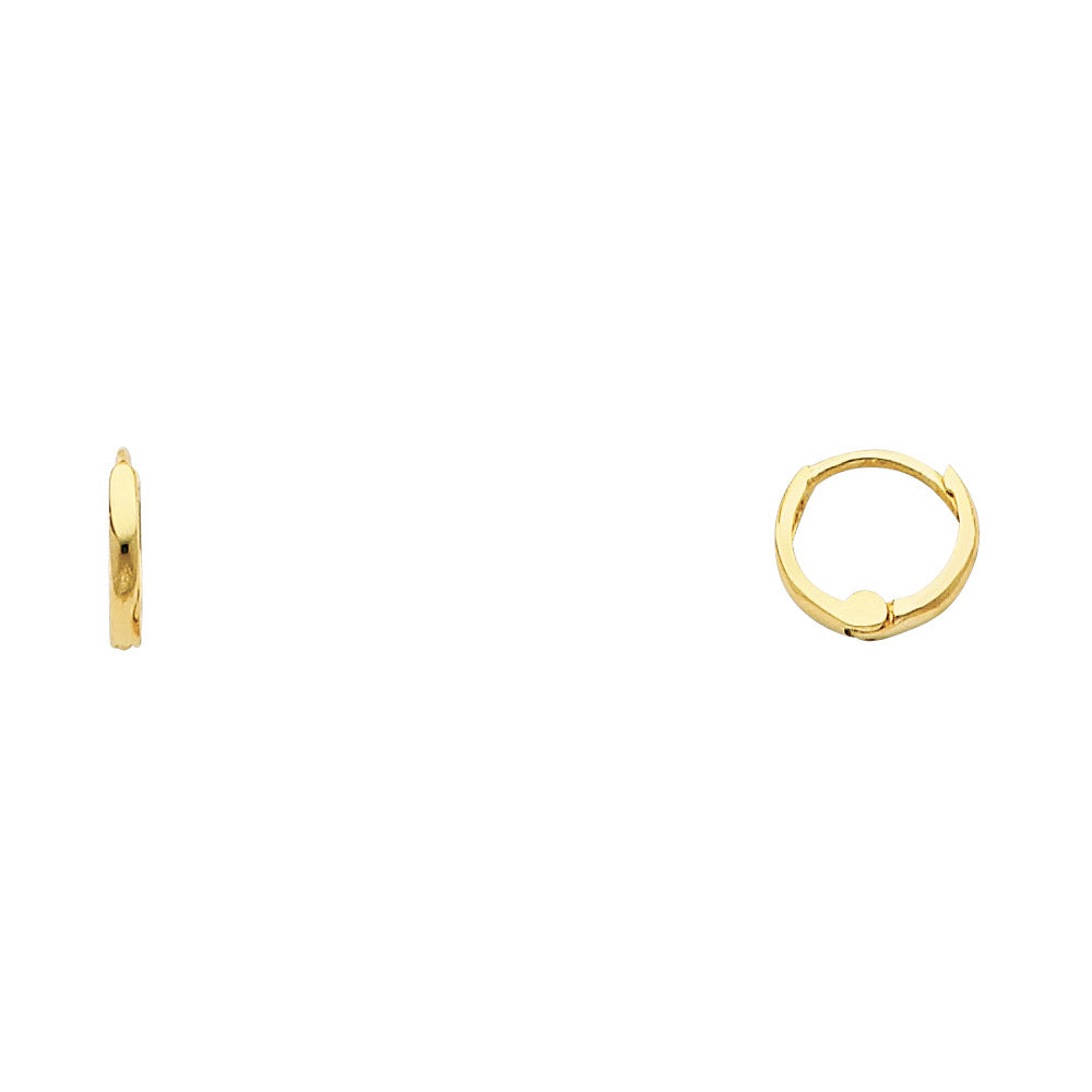 14K Yellow Gold High-Polished Plain Hoop Earrings aprox 1/4" in diameter