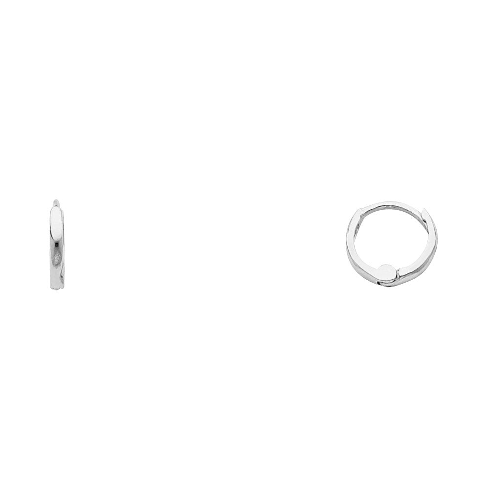14K White Gold High-Polished Plain Hoop Earrings aprox 1/4" in diameter