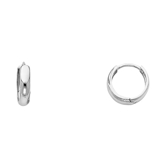 14K White Gold High-Polished Plain Hoop Earrings aprox 1/2" in diameter