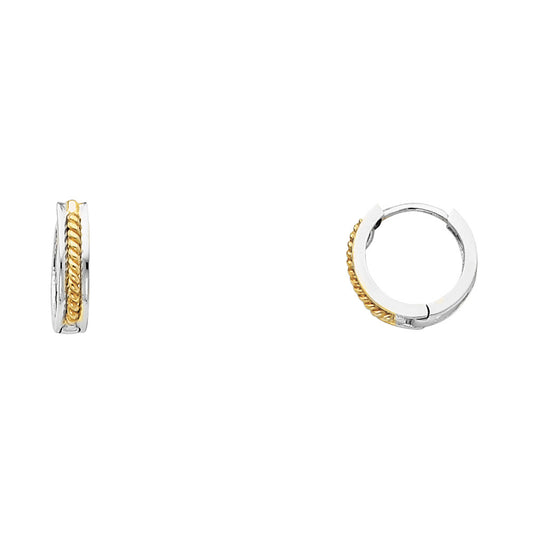 14K Two-Tone Gold Rope-Design Hoop Earrings aprox 1/2" in diametetr