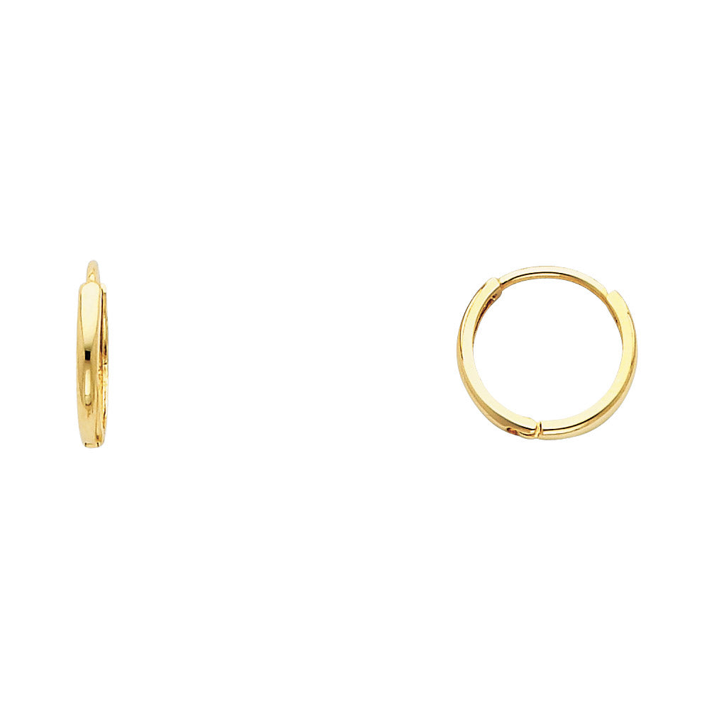 14K Yellow Gold High-Polished Plain Hoop Earrings aprox 1/2" in diameter