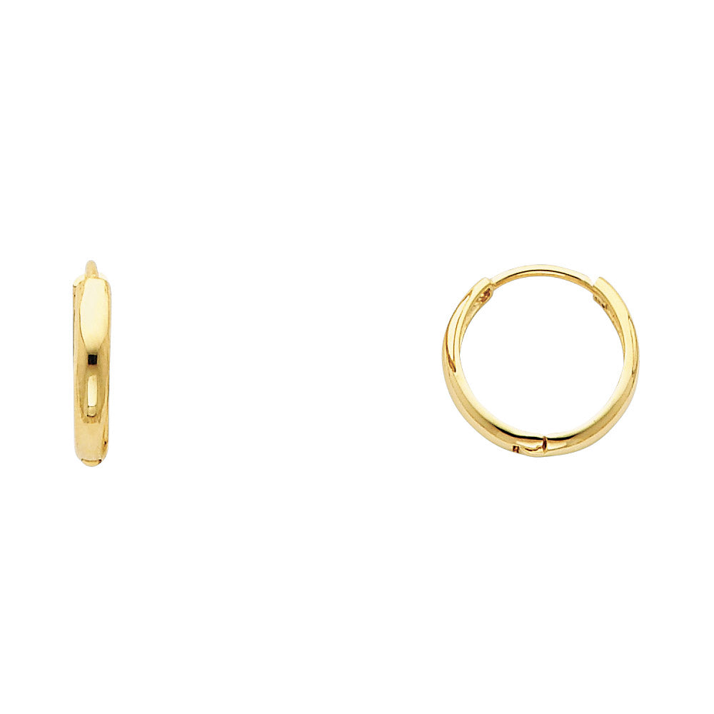 14K Yellow Gold High-Polished Plain Hoop Earrings aprox 1/2" in diameter