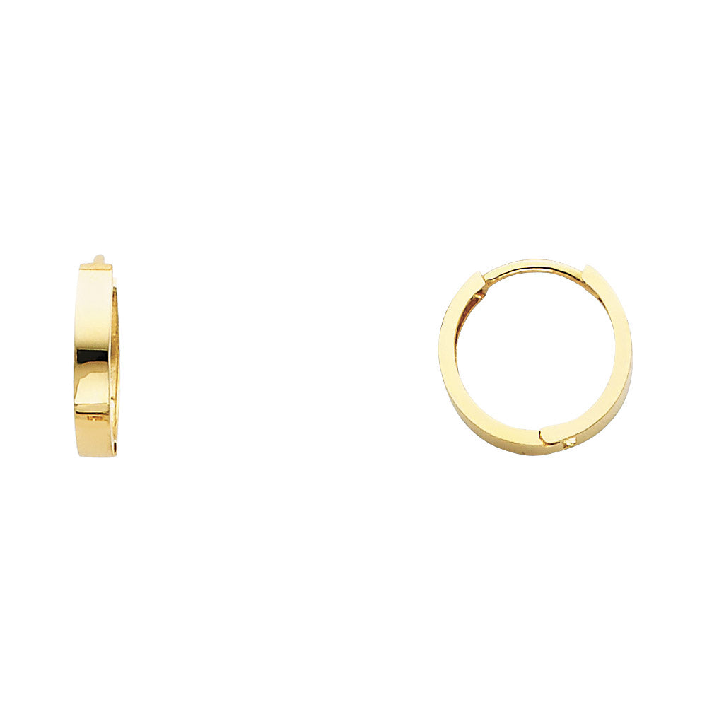 14K Yellow Gold High-Polished Plain Hoop Earrings aprox 1/2" in diameter