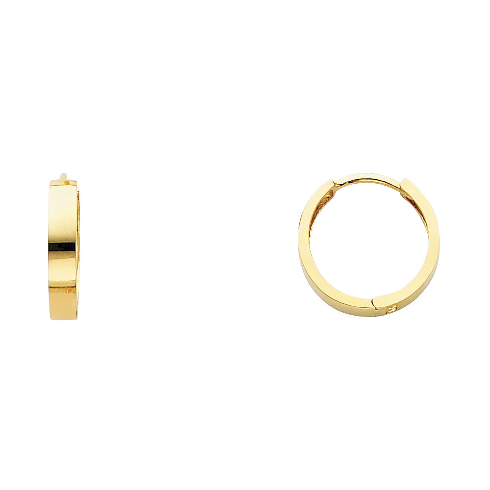 14K Yellow Gold High-Polished Plain Hoop Earrings aprox 1/2" in diameter