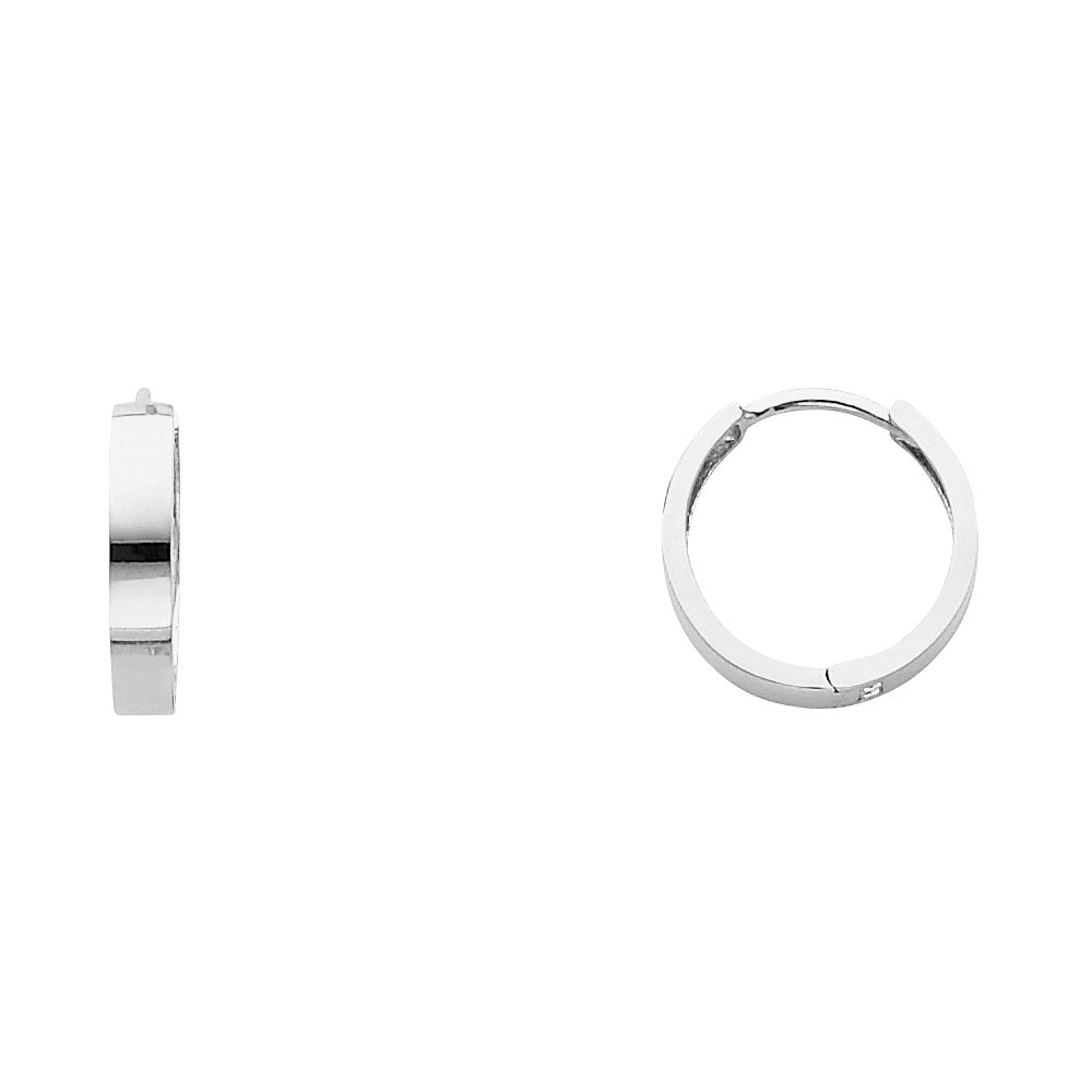 14K White Gold High-Polished Plain Hoop Earrings aprox 1/2" in diameter