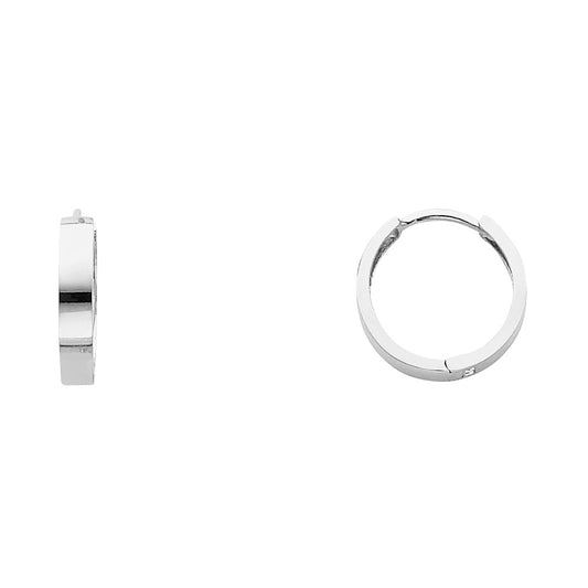 14K White Gold High-Polished Plain Hoop Earrings aprox 1/2" in diameter