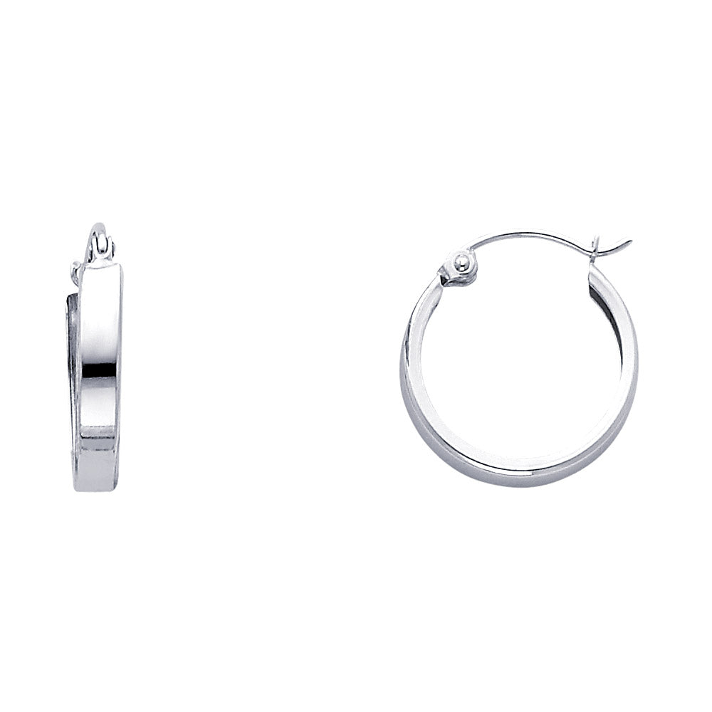 14K White Gold High-Polished Plain Hoop Earrings aprox 1/2" in diameter