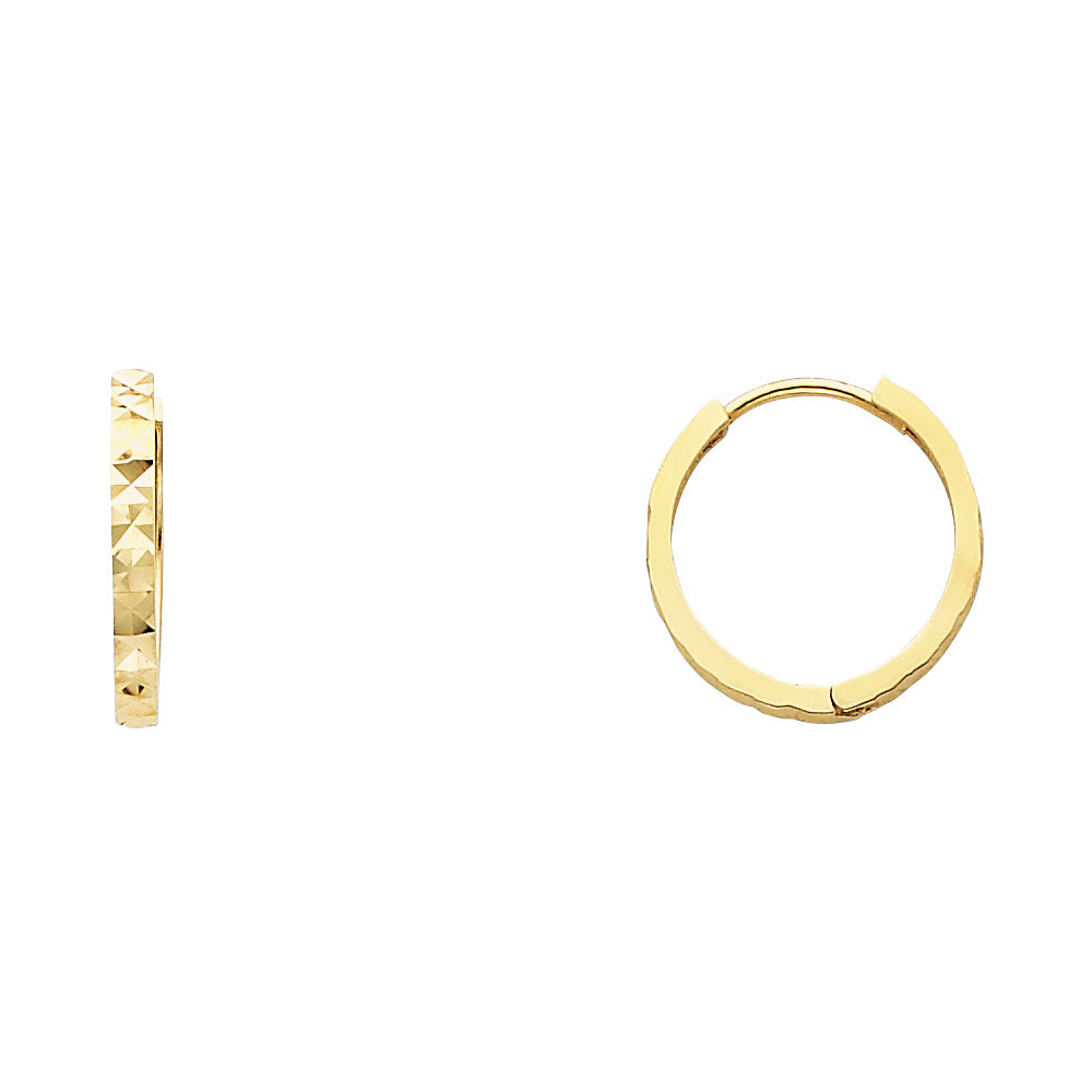 14K Yellow Gold Diamond-Cut Hoop Earrings aprox 1/2" in diameter