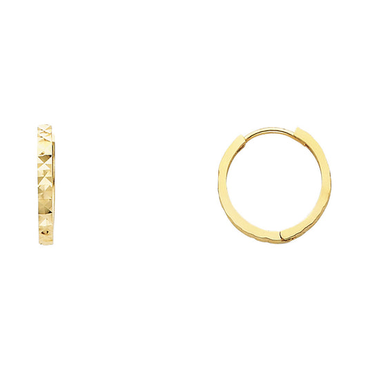 14K Yellow Gold Diamond-Cut Hoop Earrings aprox 1/2" in diameter