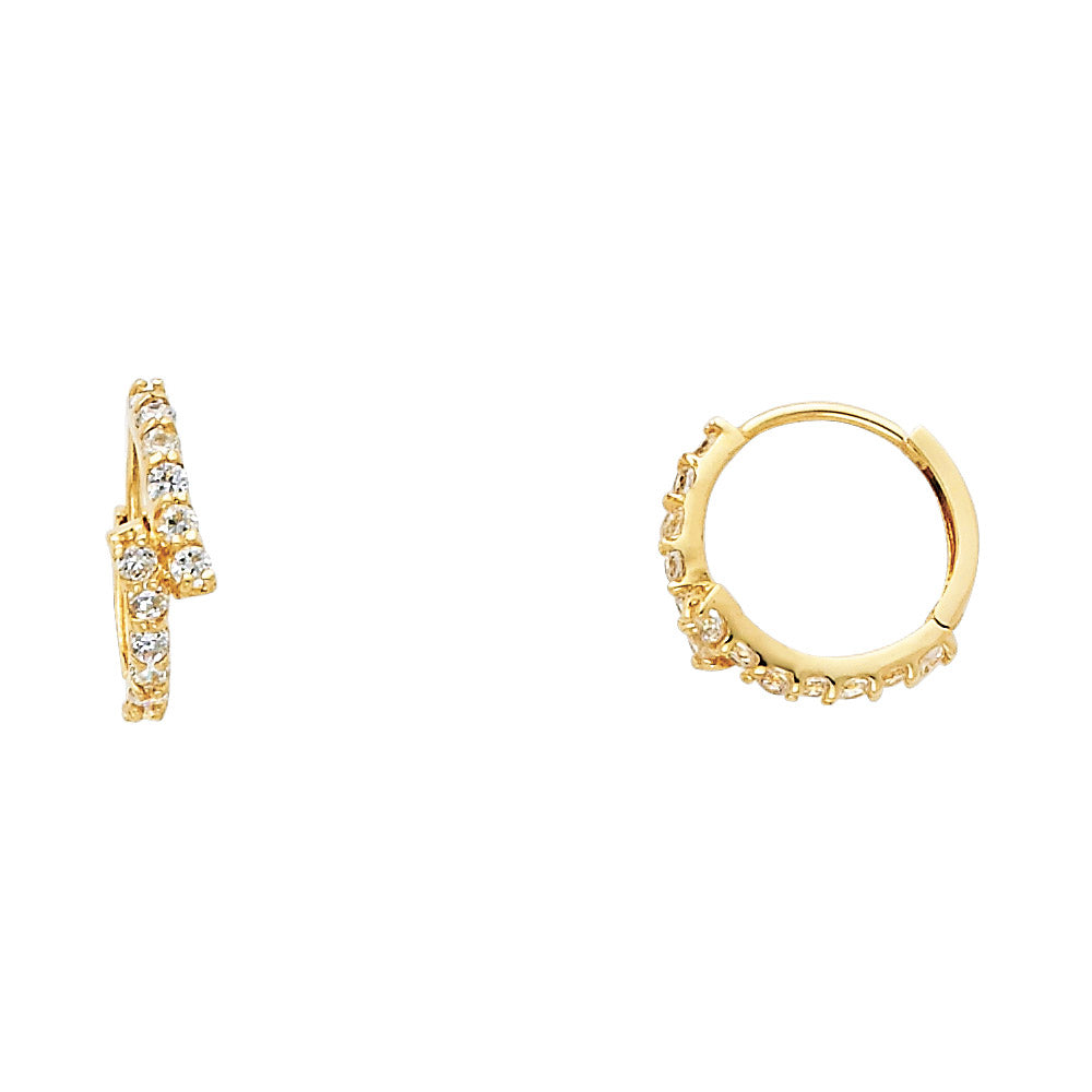 14K Yellow Gold CZ Hoop Earrings aprox 1/2" in diameter