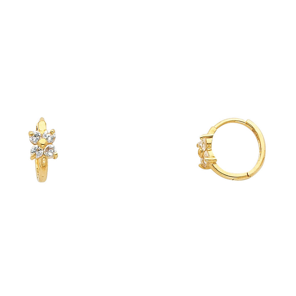 14K Yellow Gold CZ Flower Children’s Earrings