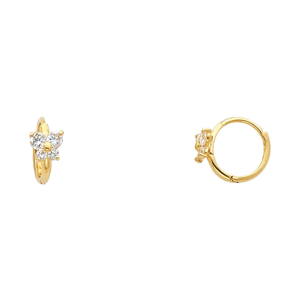 14K Yellow Gold CZ Flower Children’s Earrings