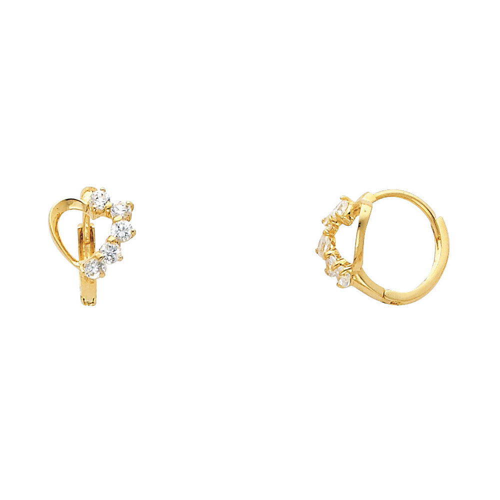 14K Yellow Gold CZ Heart Children’s Earrings