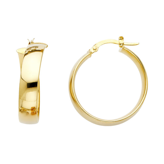 14K Yellow Gold Diamond-Cut Faceted Hoop Earrings aprox 1" in diameter