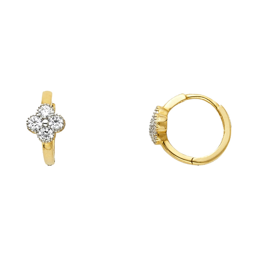 14K Yellow Gold Children’s CZ Flower Earrings