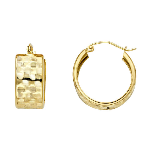 14K Yellow Gold Diamond-Cut Faceted Hoop Earrings aprox 3/4" in diameter