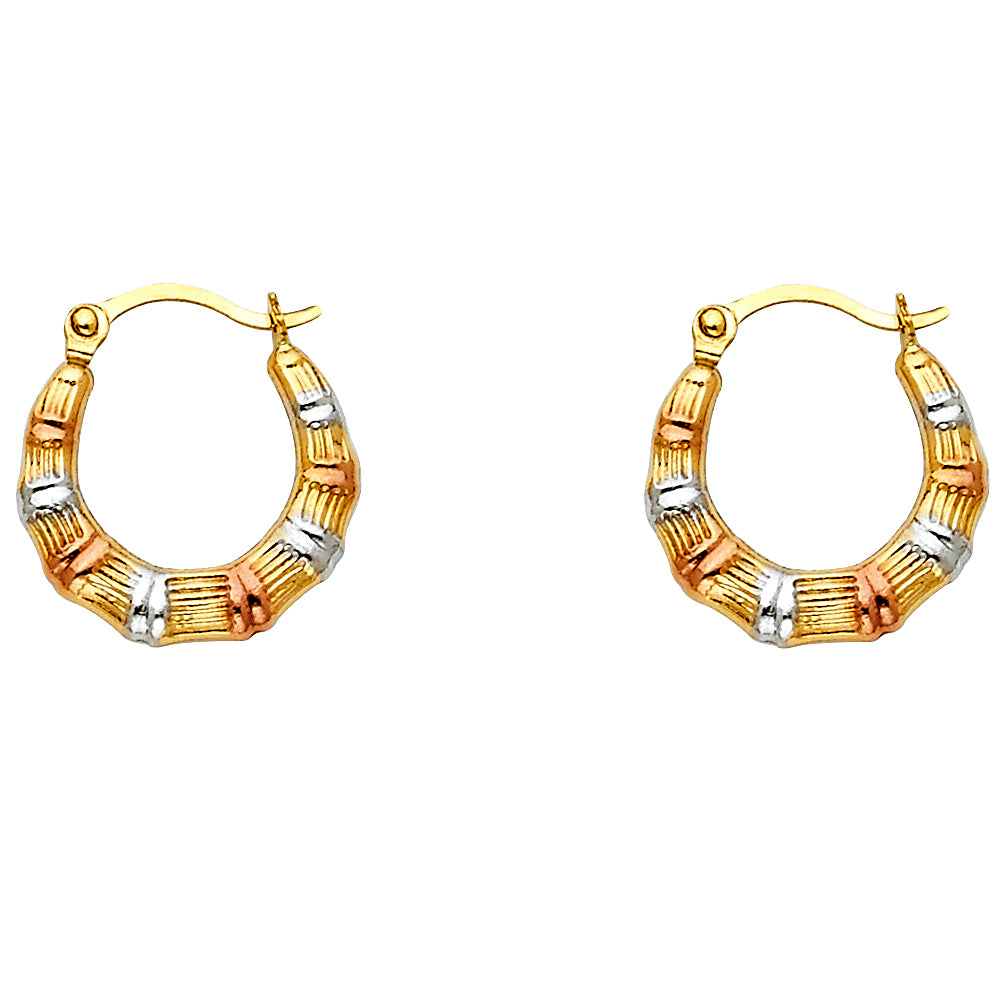 14K Tri-Color Gold Women's Hoop Earrings