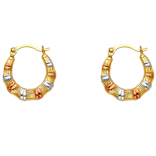 14K Tri-Color Gold Women's Hoop Earrings