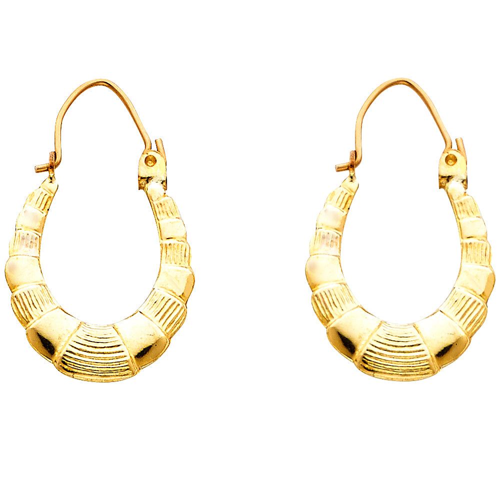 14K Yellow Gold Women’s Textured Hoop Earrings