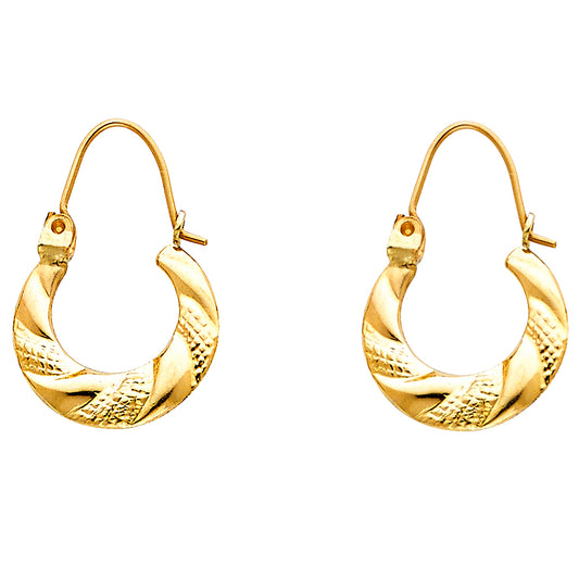 14K Yellow Gold Women’s Engraved Hoop Earrings