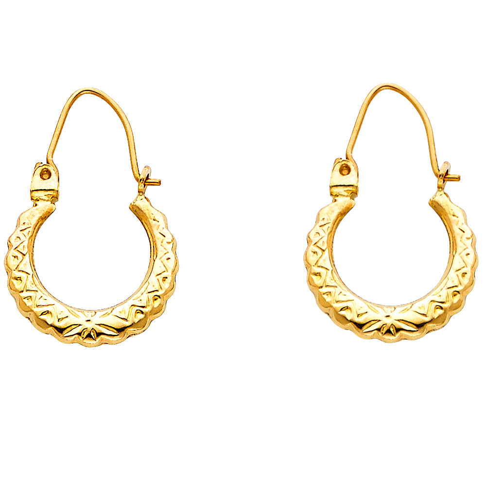 14K Yellow Gold Women’s Patterned Hoop Earrings