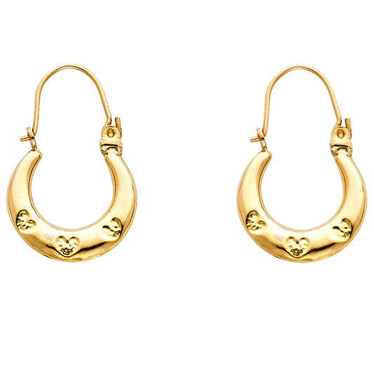 14K Yellow Gold Women’s Heart Design Hoop Earrings