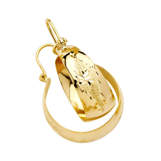 14K Yellow Gold Women’s Diamond-Cut Hoop Earrings aprox 3/4" tall