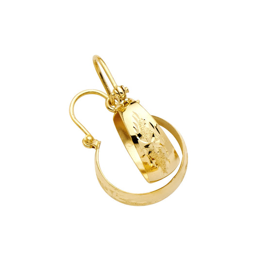 14K Yellow Gold Women’s Diamond-Cut Hoop Earrings aprox 1/2" tall