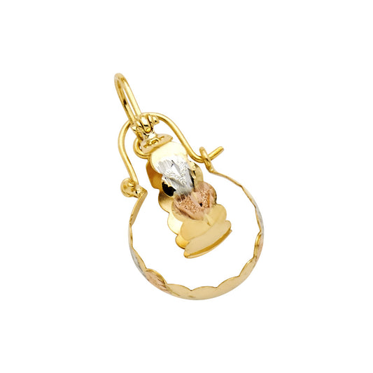 14K Tri-Color Gold Women’s Scalloped Heart Hoop Earrings aprox 1/2" tall