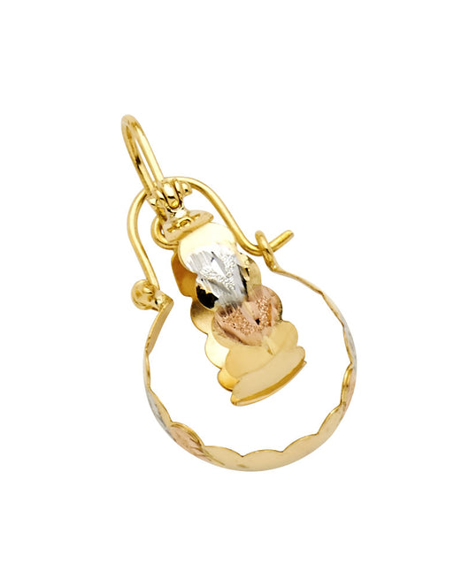 14K Tri-Color Gold Women’s Scalloped Heart Hoop Earrings aprox 1/2