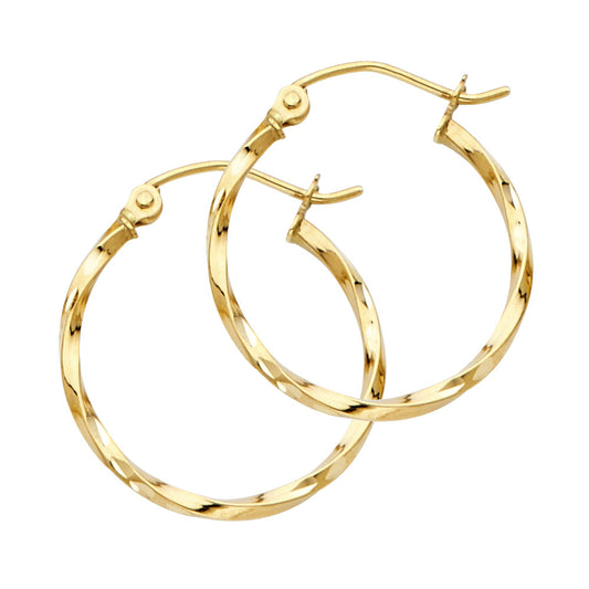 14K Yellow Gold Twisted Hoop Earrings 2.0mm thick aprox 3/4" in diameter