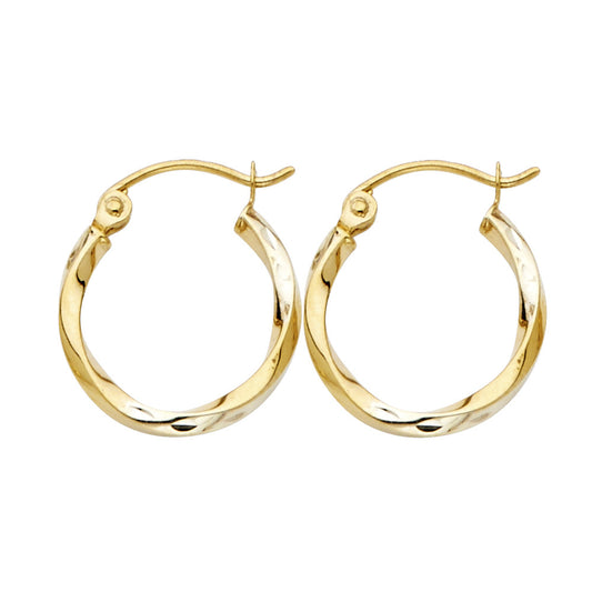 14K Yellow Gold Twisted Hoop Earrings 2.0mm thick aprox 1/2" in diameter