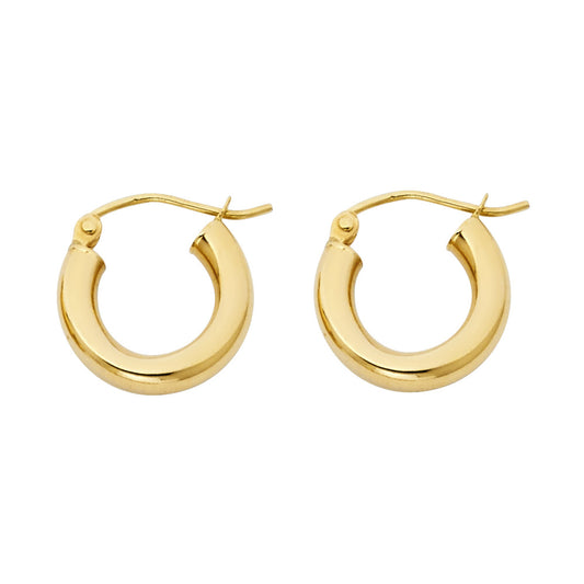 14K Yellow Gold Classic Hollow Hoop Earrings 3.0mm Thick Aprox 0.6" in Diameter