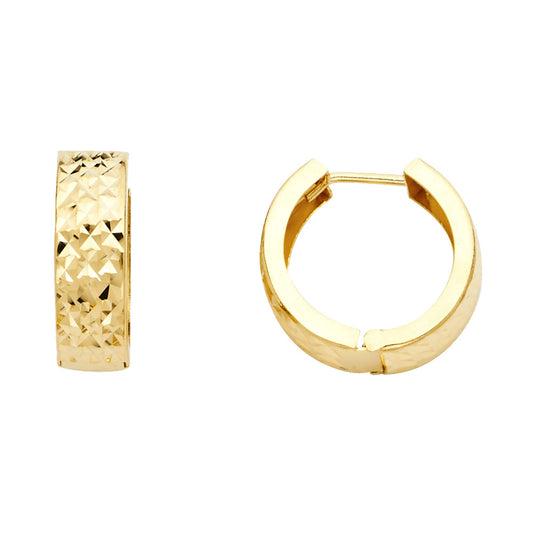 14K Yellow Gold Diamond-Cut Huggie Earrings