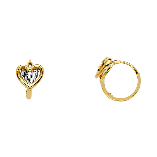 14K Two-Tone Gold Children’s Heart Design Earrings