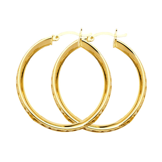 14K Yellow Gold Channel-Set CZ Hoop Earrings aprox 1" in diameter