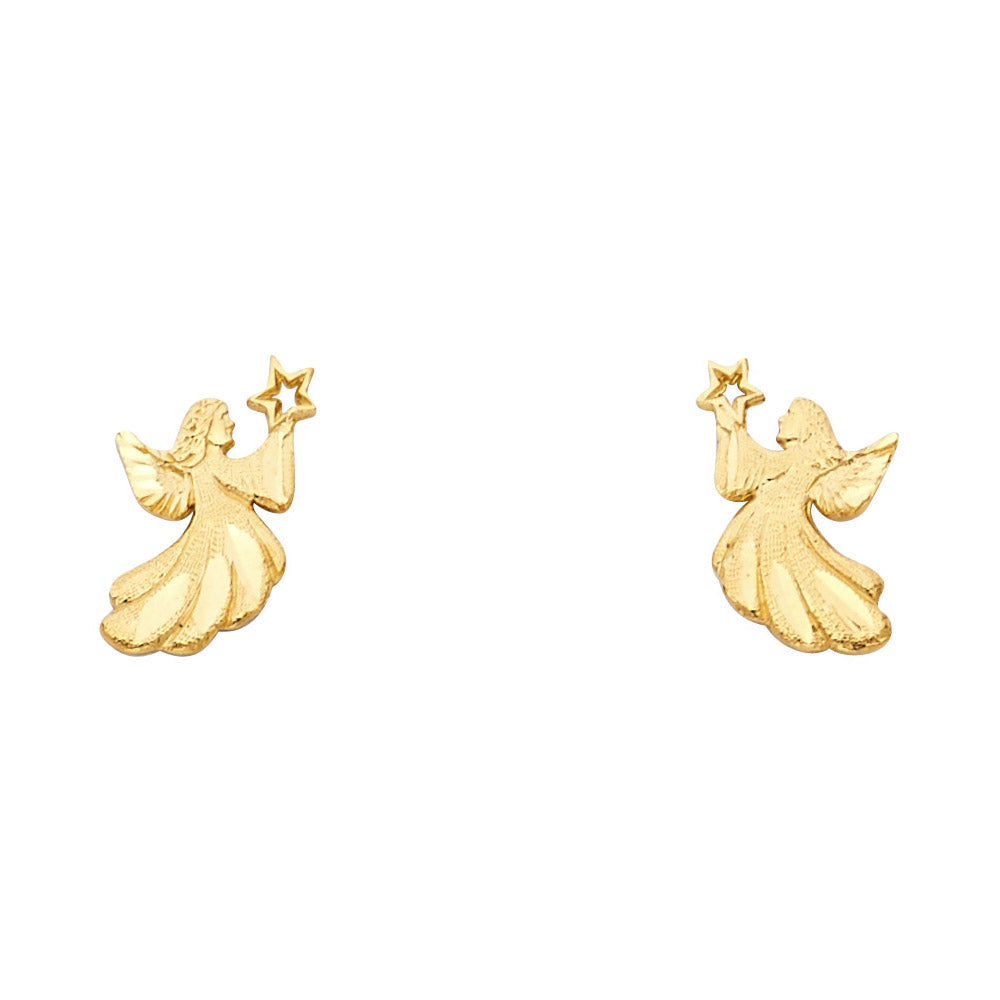 14K Yellow Gold Angel Studs