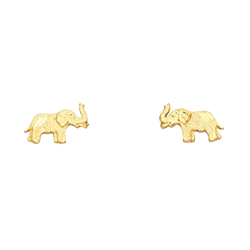 14K Yellow Gold Elephant Studs