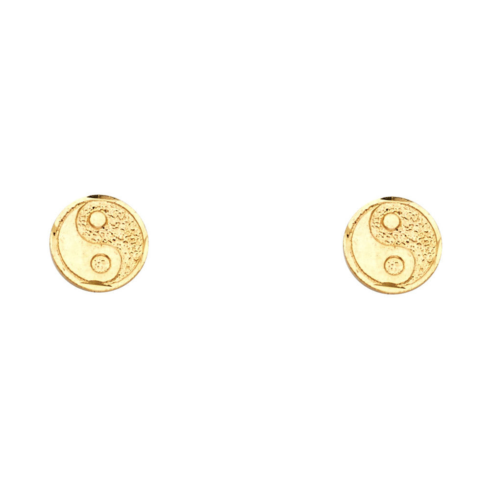 14K Yellow Gold Yin Yang Studs