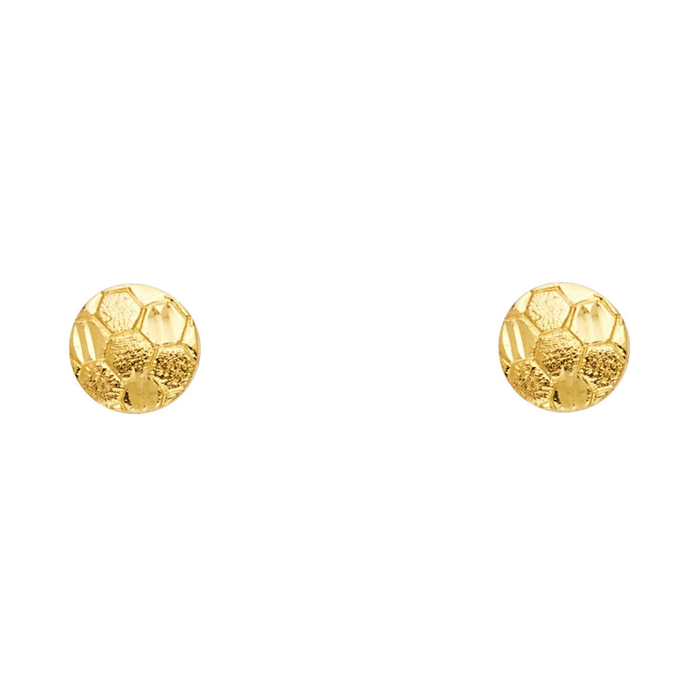14K Yellow Gold Soccer Ball Studs