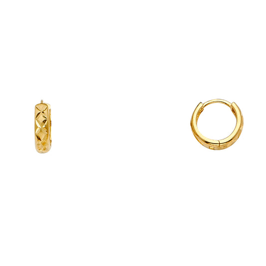 14K Yellow Gold Diamond-Cut Huggie Earrings