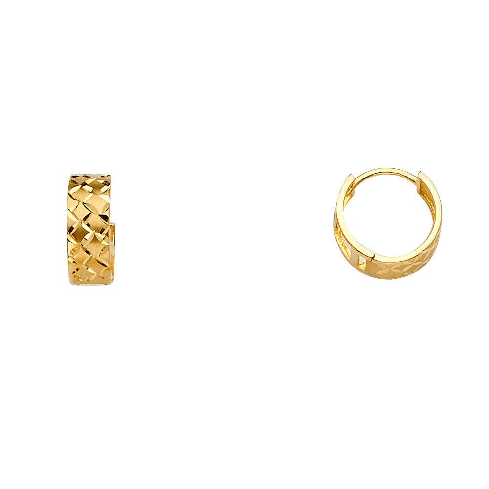 14K Yellow Gold Diamond-Cut Huggie Earrings