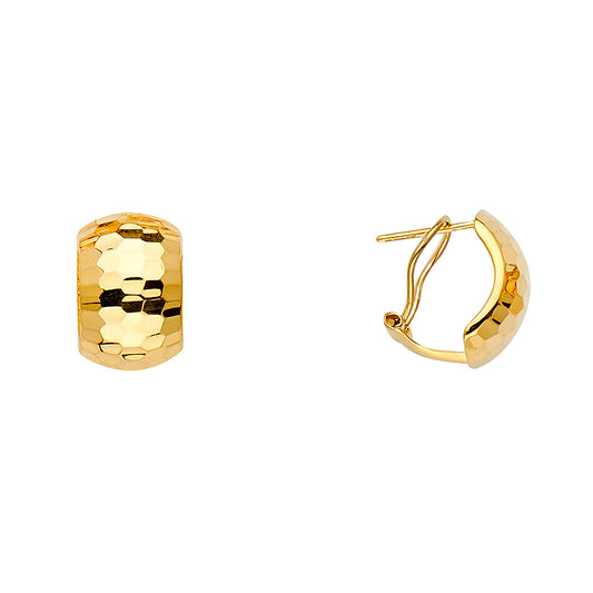 14K Yellow Gold Diamond-Cut Huggie Earrings