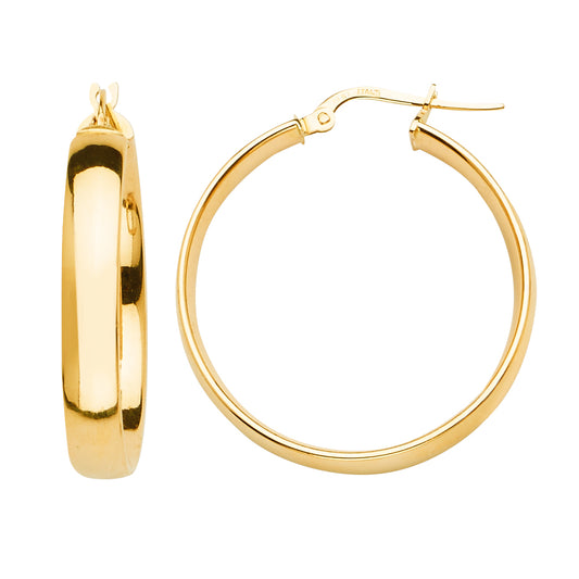 14K Yellow Gold Classic Hollow Hoop Earrings aprox 1" in Diameter