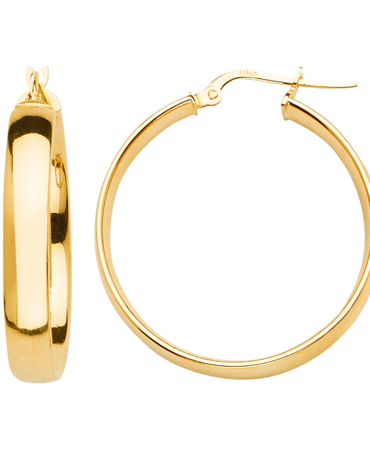 14K Yellow Gold Classic Hollow Hoop Earrings aprox 1