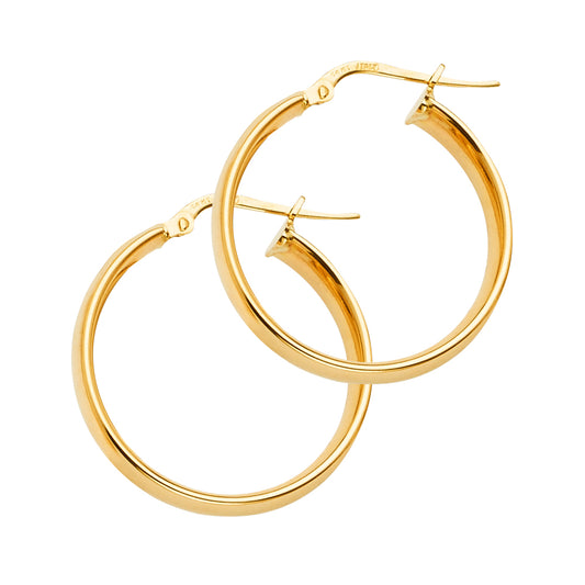 14K Yellow Gold Classic Hollow Hoop Earrings aprox 1" in Diameter